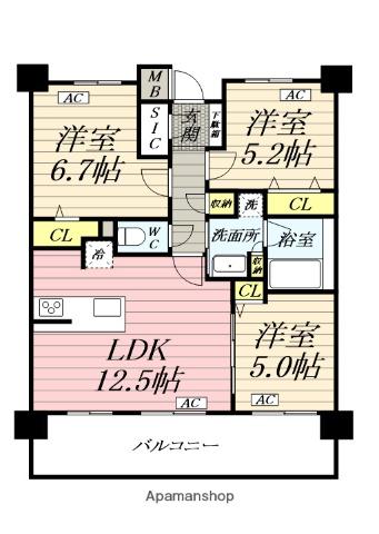 LUXENAPAWS藤沢(3LDK/2階)の間取り写真