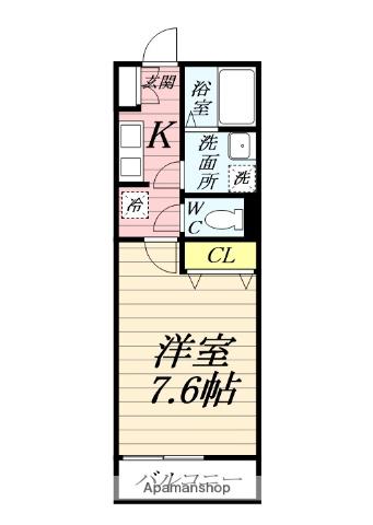 OCEAN HILLS北矢名(1K/3階)の間取り写真
