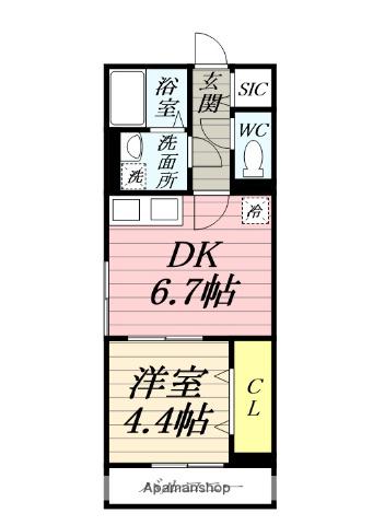 YOUTH VILLAGE北矢名(1DK/2階)の間取り写真