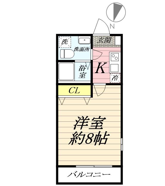 アザーレ・キュリオス伊勢原(1K/2階)の間取り写真