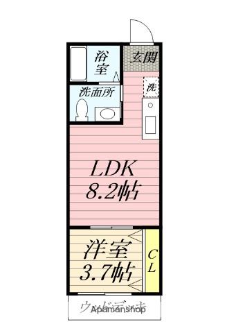 ひなたと春風のラテ(1LDK/1階)の間取り写真