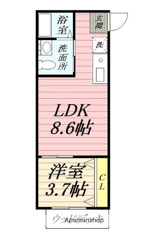 ひなたと春風のラテ(1LDK/1階)の間取り写真