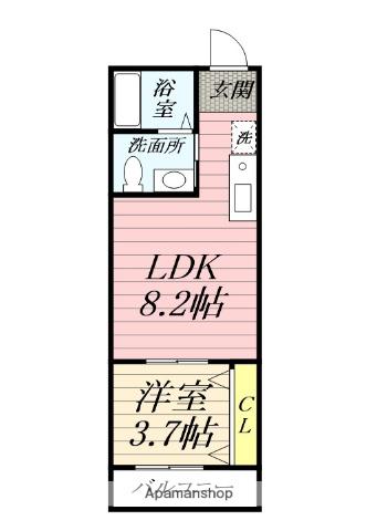 ひなたと春風のラテ(1LDK/2階)の間取り写真