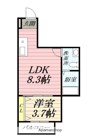 ひなたと春風のラテ(1LDK/3階)の間取り写真