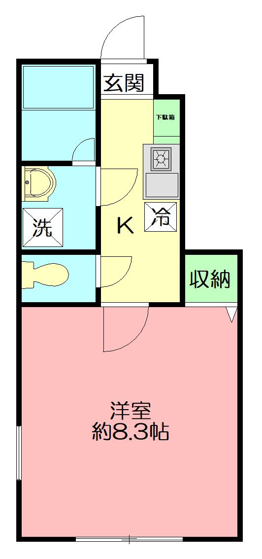 アムール HANA(1K/1階)の間取り写真