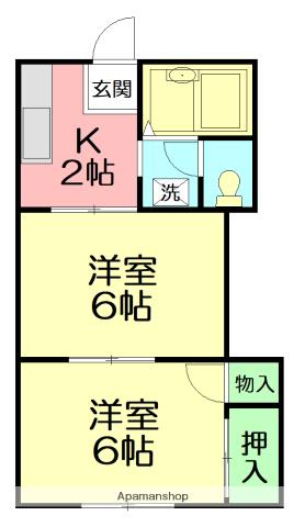 カーサベル(2K/1階)の間取り写真