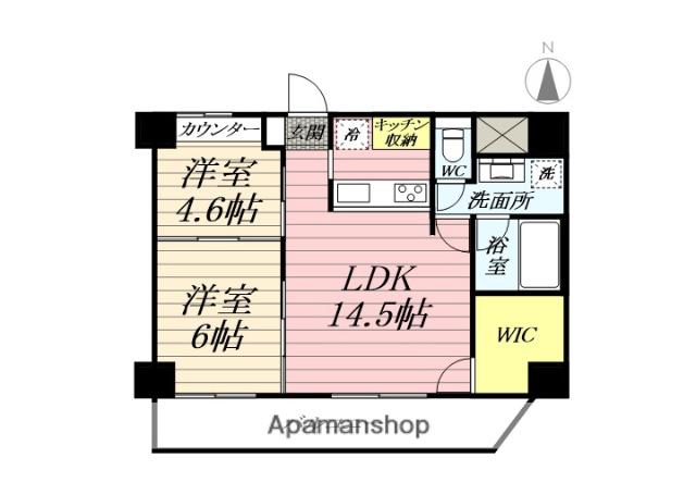 GRANDREVE茅ヶ崎幸町(2LDK/4階)の間取り写真