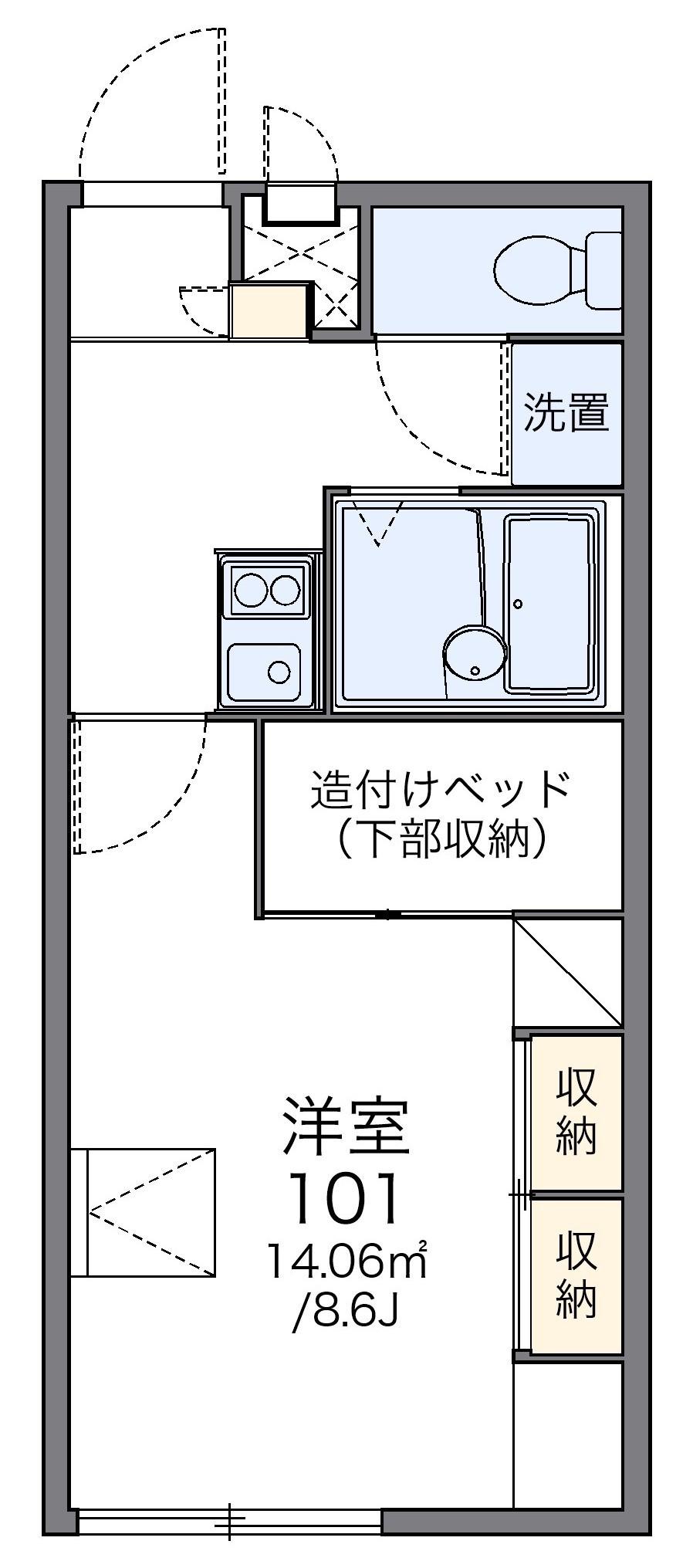 レオパレスプレシオ21C(1K/1階)の間取り写真