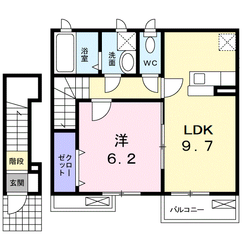 ソレアード(1LDK/2階)の間取り写真