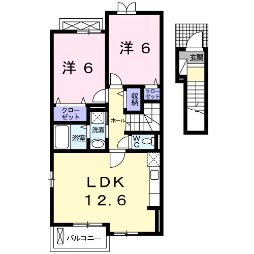 フォレストヴィラ(2LDK/2階)の間取り写真