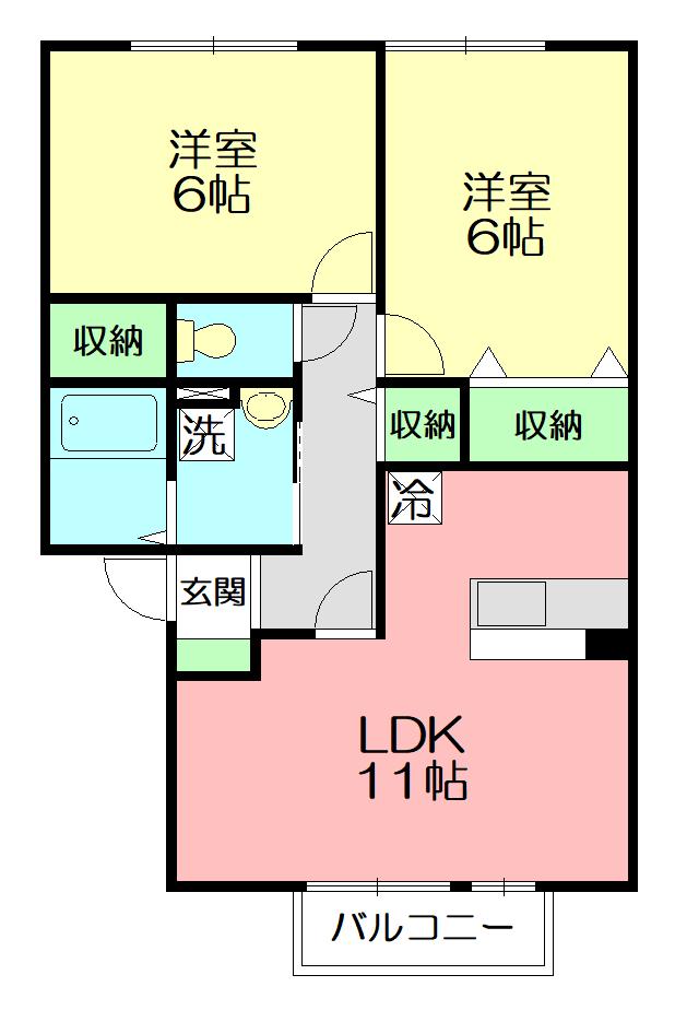 メゾン・ドール(2LDK/2階)の間取り写真