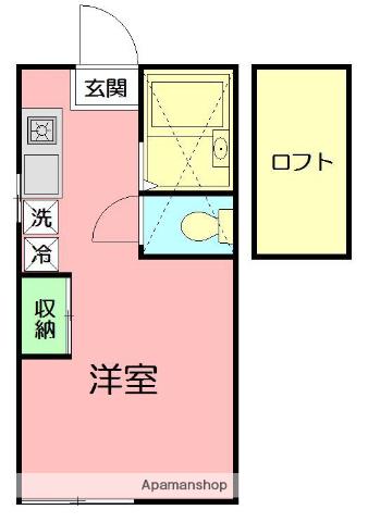 カフー茅ヶ崎(ワンルーム/1階)の間取り写真