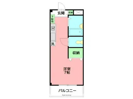 ファーストシティ六会(ワンルーム/2階)の間取り写真