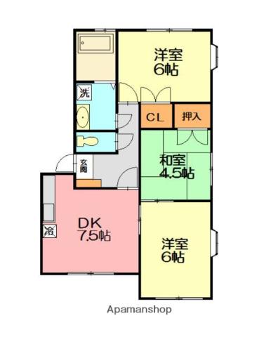 カームハイツⅡ(3DK/1階)の間取り写真