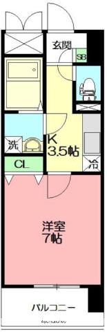 アジル湘南(1K/4階)の間取り写真