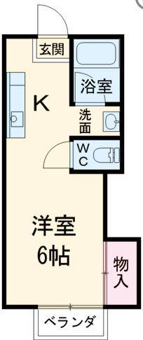 ホワイトハウス沼目 A(ワンルーム/2階)の間取り写真