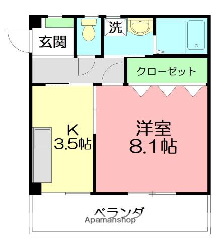 こばやしビル(1K/3階)の間取り写真