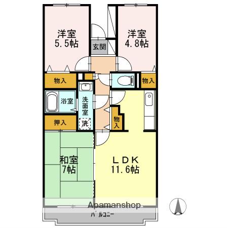 BELLEVUE参番館(3LDK/3階)の間取り写真