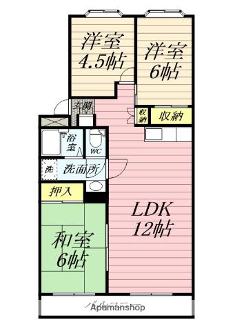 ハイツ崇善(3LDK/5階)の間取り写真