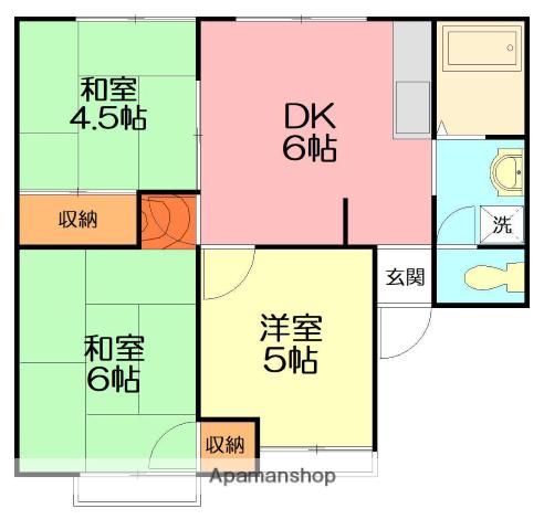 アメニティ西湘C(3DK/1階)の間取り写真