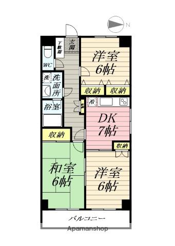 アークス藤沢(3DK/3階)の間取り写真