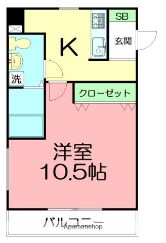湘南台Nビル(1K/2階)の間取り写真