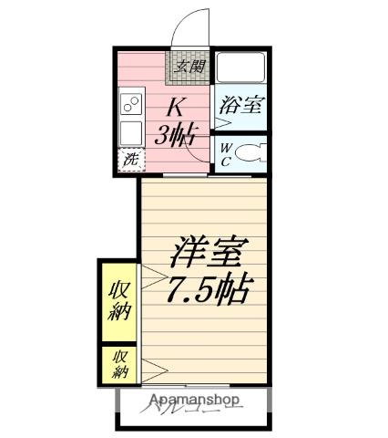 リヴィエール湘南Ⅱ(1K/2階)の間取り写真