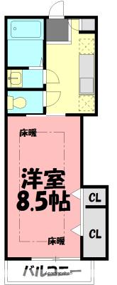 エクレール辻堂Ⅱ(1K/1階)の間取り写真