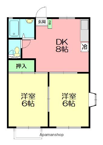 ヴィレッジ湘南(2DK/1階)の間取り写真