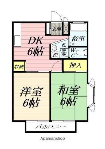 サンシティ寿美(2DK/1階)の間取り写真