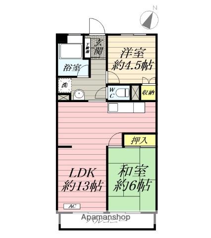 シーサイドハイツ早川(2LDK/2階)の間取り写真