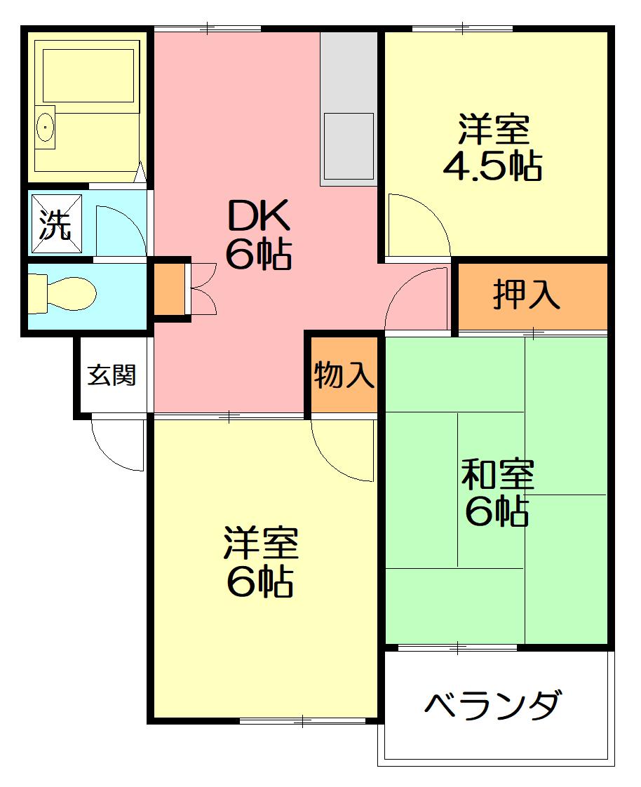 アメニティ西湘B(3DK/3階)の間取り写真