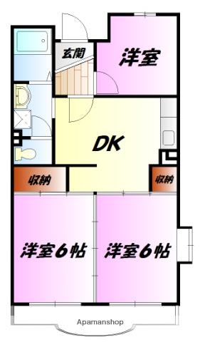 城山・松本マンション(3DK/4階)の間取り写真