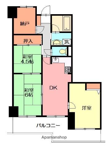 ソシエ弐番館(3DK/6階)の間取り写真