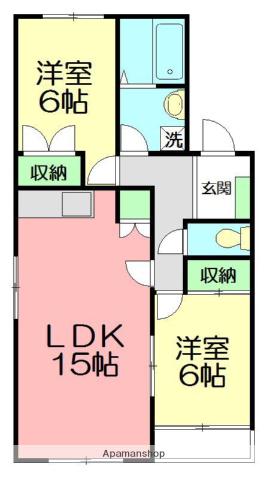 パルデンス茅ヶ崎(2LDK/1階)の間取り写真