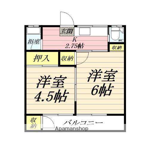 藤和荘(2K/2階)の間取り写真