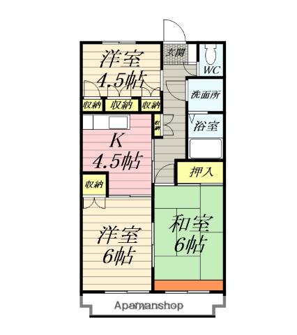 ハイツフェニックス(3K/3階)の間取り写真