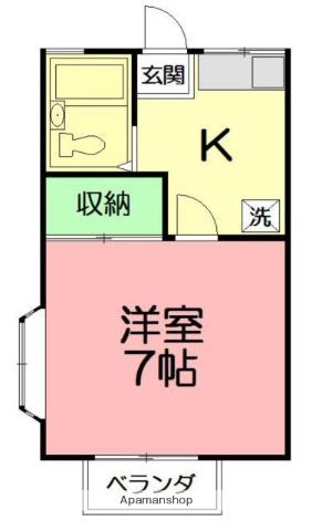 グリーンハイツB(1K/2階)の間取り写真