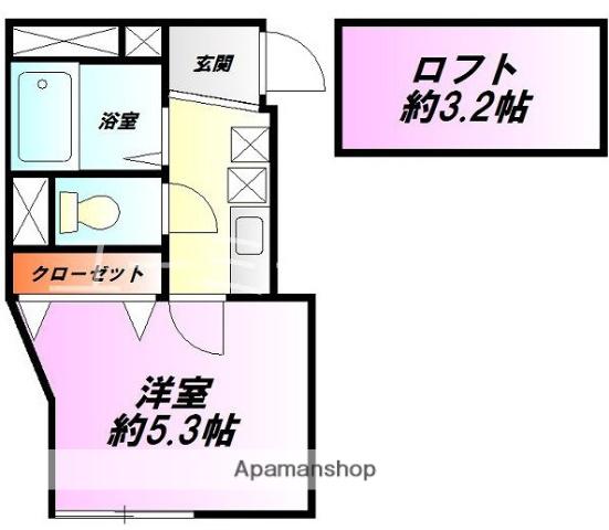 アレグラ茅ヶ崎(1K/2階)の間取り写真
