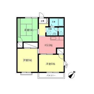 エイムⅠ(3K/2階)の間取り写真