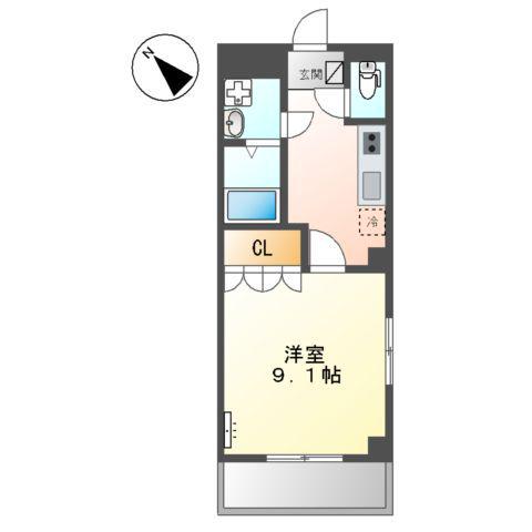 スピッツ(1K/3階)の間取り写真