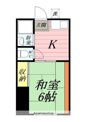 加賀ハイツC(1K/1階)の間取り写真