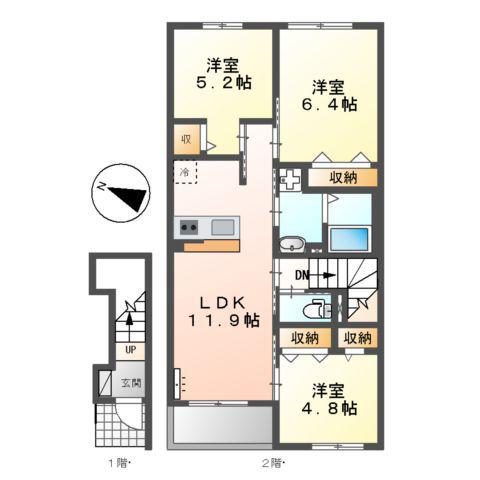 グランエスト1(3LDK/2階)の間取り写真