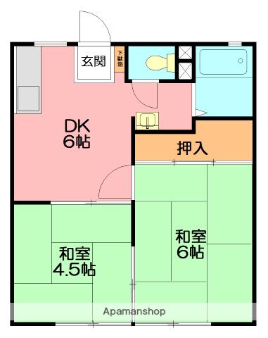 ベイシティメゾンⅡ(2DK/2階)の間取り写真