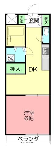 ペンタスマンション(1DK/4階)の間取り写真