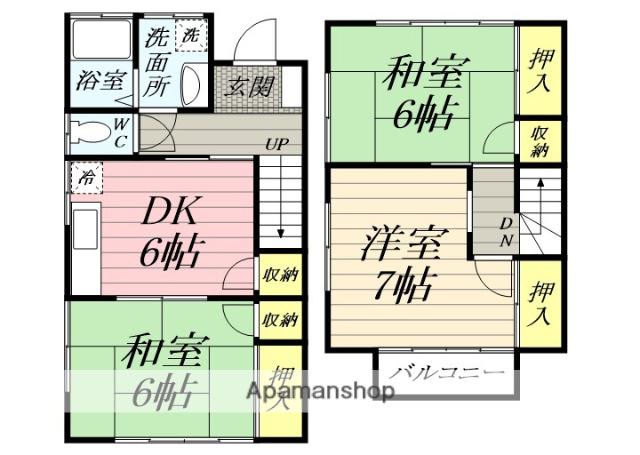 テラスハウスオーキッド２(3DK)の間取り写真