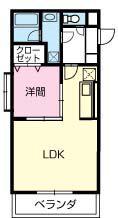 プラスパー門松(1LDK/2階)の間取り写真