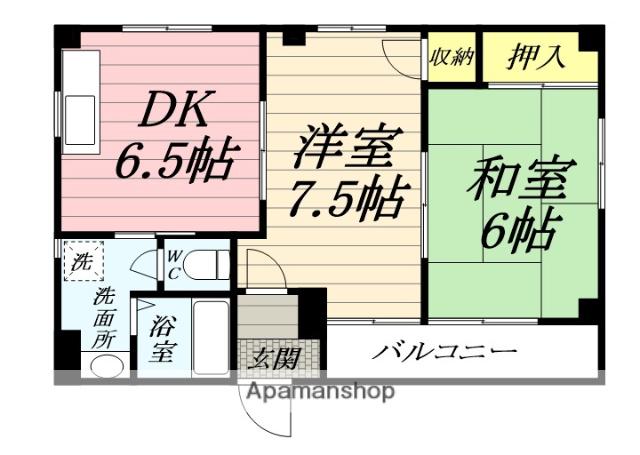 第三ハイツふじた(2DK/2階)の間取り写真