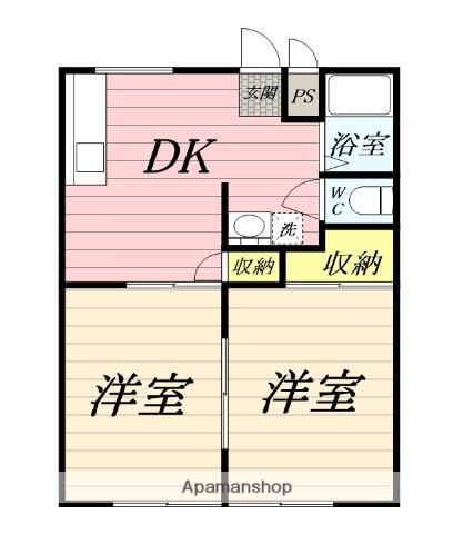 ハイツくにさき(2DK/1階)の間取り写真