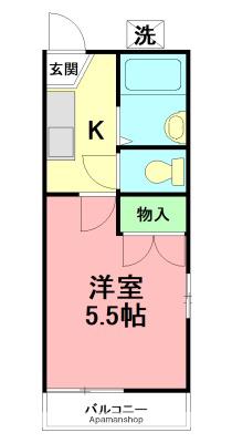 アバン茅ヶ崎(1K/2階)の間取り写真